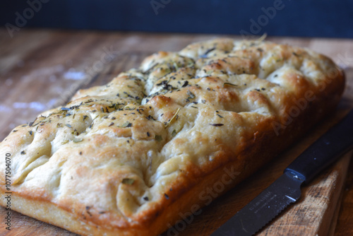 Canvas Print focaccia chica para una persona rellena, de jamon y verduras