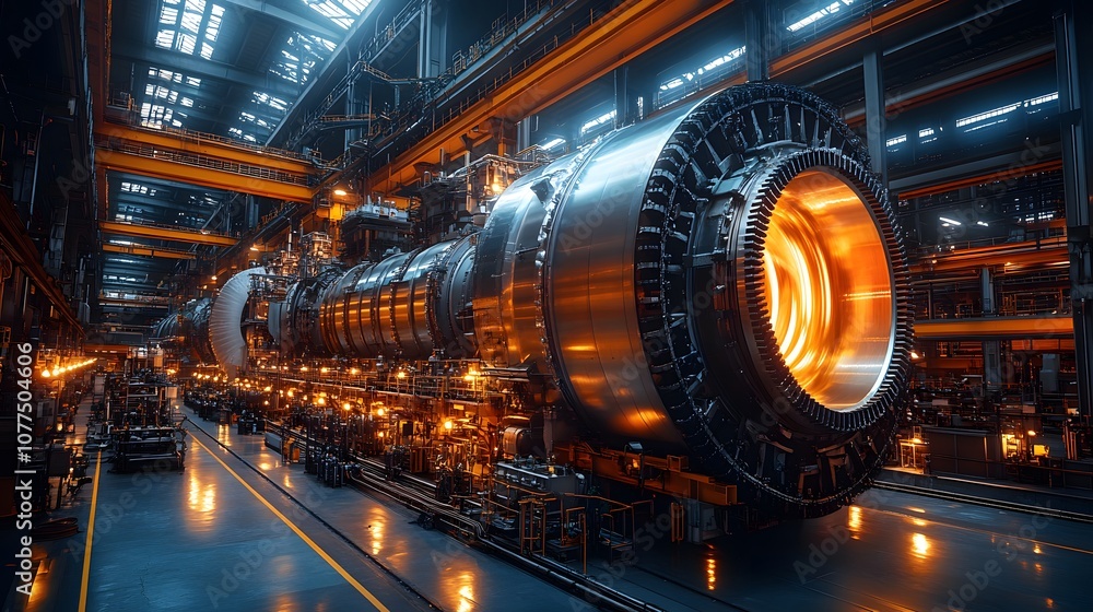 Fototapeta premium Large Industrial Turbine in a Factory