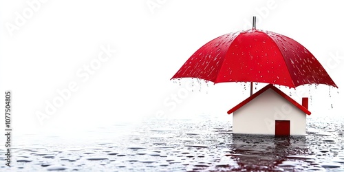 insurance concept with umbrella and house