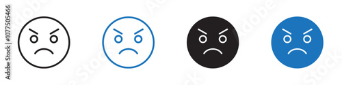 Angry icon Vector set outline