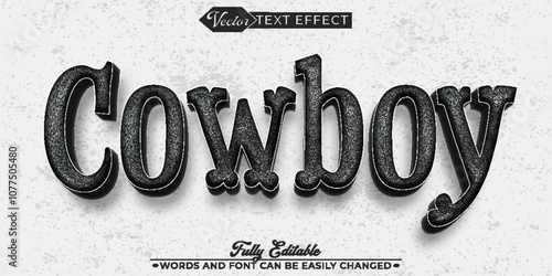 Cowboy Vector Editable Text Effect Template