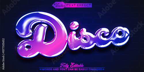 Purple Shiny Mirror Ball Disco Vector Editable Text Effect Template