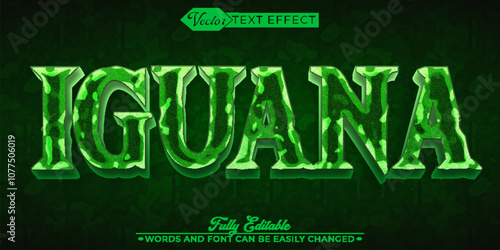 Green Iguana Lizard Vector Editable Text Effect Template