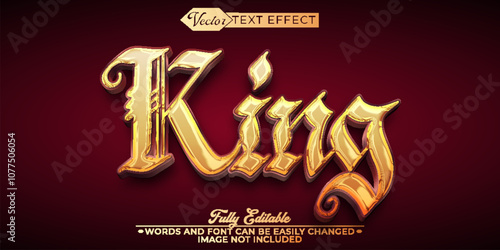 Medieval Golden Siny King Vector Editable Text Effect Template