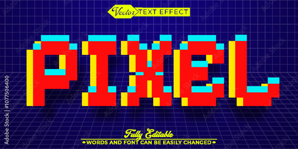 Arcade Pixel Vector Editable Text Effect Template Arcade Pixel Vector Editable Text Effect Template
