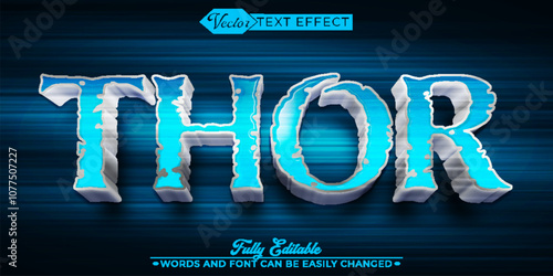 Mythological God of Lightning Turquoise Shiny Thor Vector Editable Text Effect Template