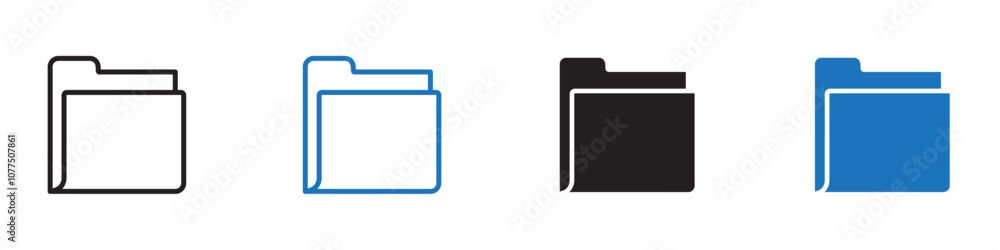 File folder icon Vector set outline File folder icon Vector set outline