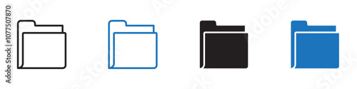 File folder icon Vector set outline