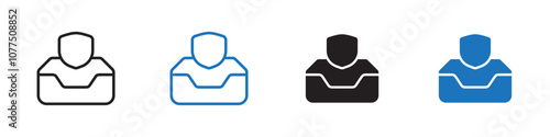 Inbox secured icon Vector set outline