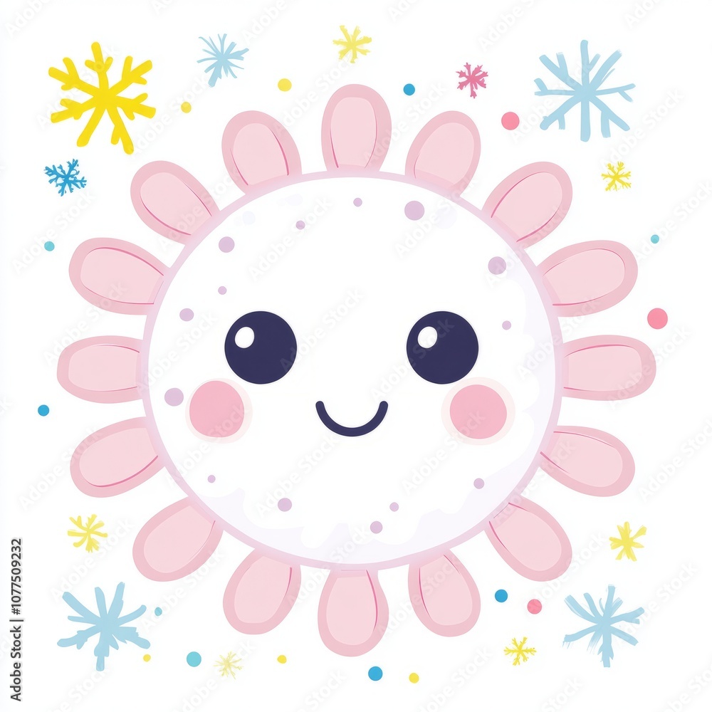 Cute pink sun with a smiling face Cute pink sun with a smiling face