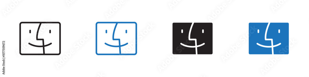 Mac finder icon Vector set outline Mac finder icon Vector set outline