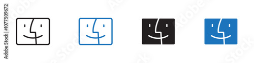 Mac finder icon Vector set outline