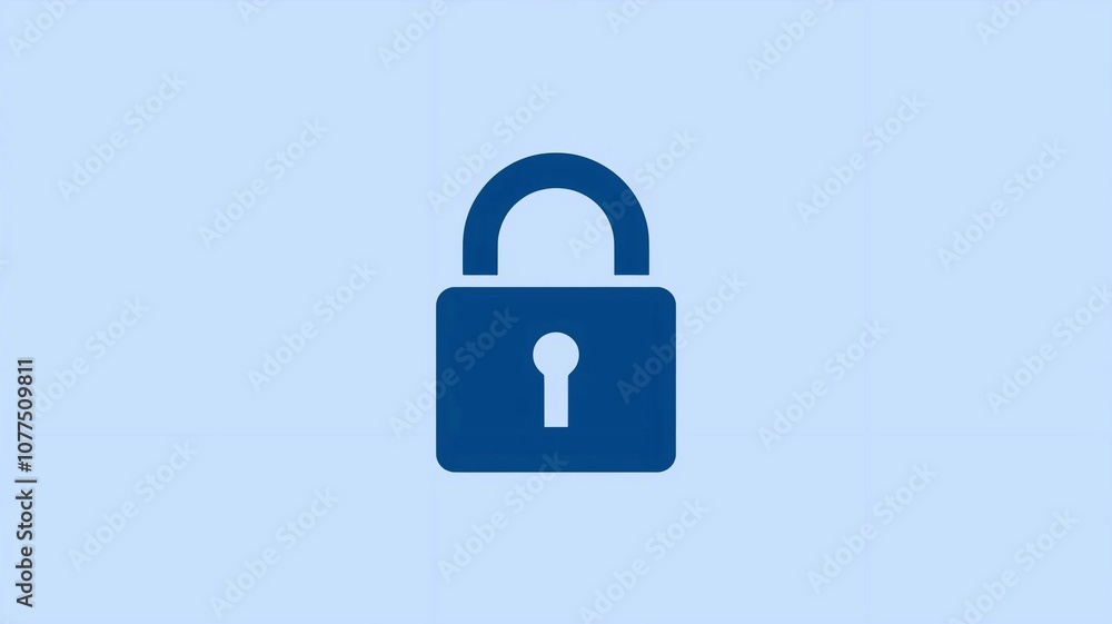 Minimalistic blue padlock on a white background symbolizing security, privacy, and protection in a digital or physical context. Minimalistic blue padlock on a white background symbolizing security, privacy, and protection in a digital or physical context.