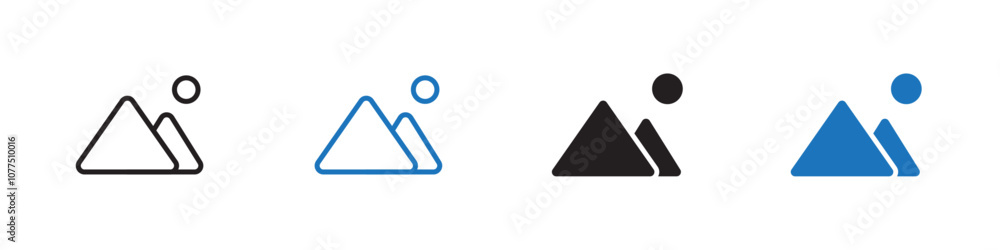Mountains icon Vector set outline Mountains icon Vector set outline
