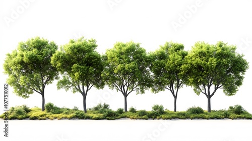 Wallpaper Mural Five Lush Green Trees Against a White Background Torontodigital.ca