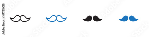 Mustache icon Vector set outline