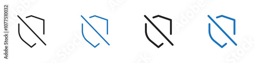 No protection icon Vector set outline