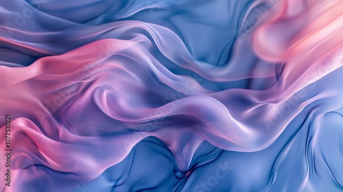 Flowing translucent waves, pastel hues of blue and pink, fluidity, softness