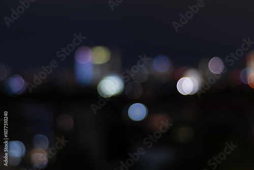 Tableau sur toile Efecto bokeh de luces de la ciudad.