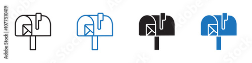 Open mail box icon Vector set outline