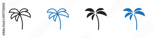 Palm tree icon Vector set outline