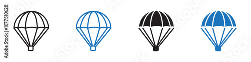 Parachute icon Vector set outline