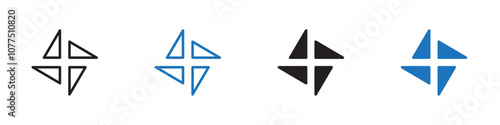 Pin wheel icon Vector set outline