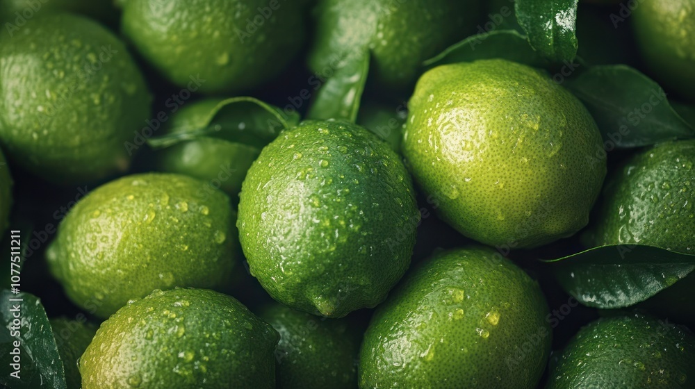 Fresh Green Limes with Dew Drops Fresh Green Limes with Dew Drops