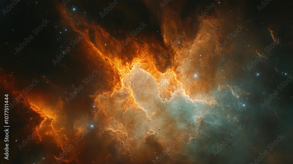 Nebula and Galaxies in Space with an Abstract Cosmic Background Nebula and Galaxies in Space with an Abstract Cosmic Background