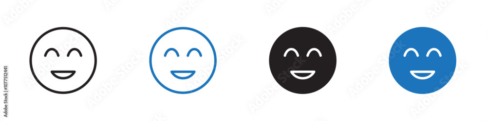 Squinting eyes face icon Vector set outline Squinting eyes face icon Vector set outline