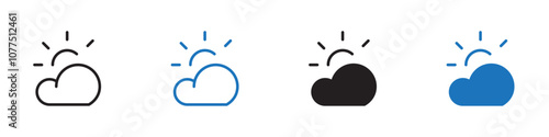 Sunny icon Vector set outline