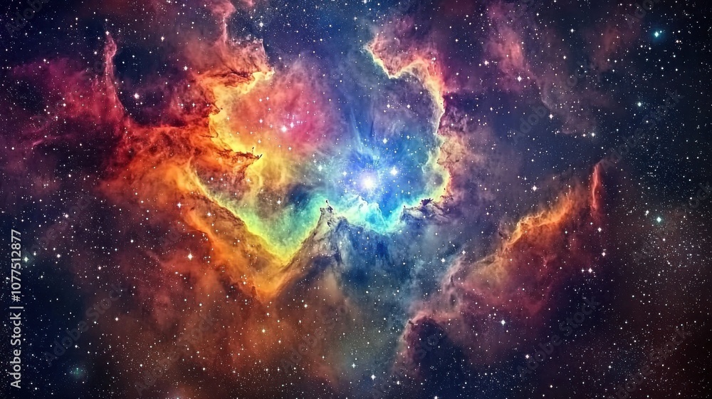 Fototapeta premium Nebula and Galaxies in Space with an Abstract Cosmic Background