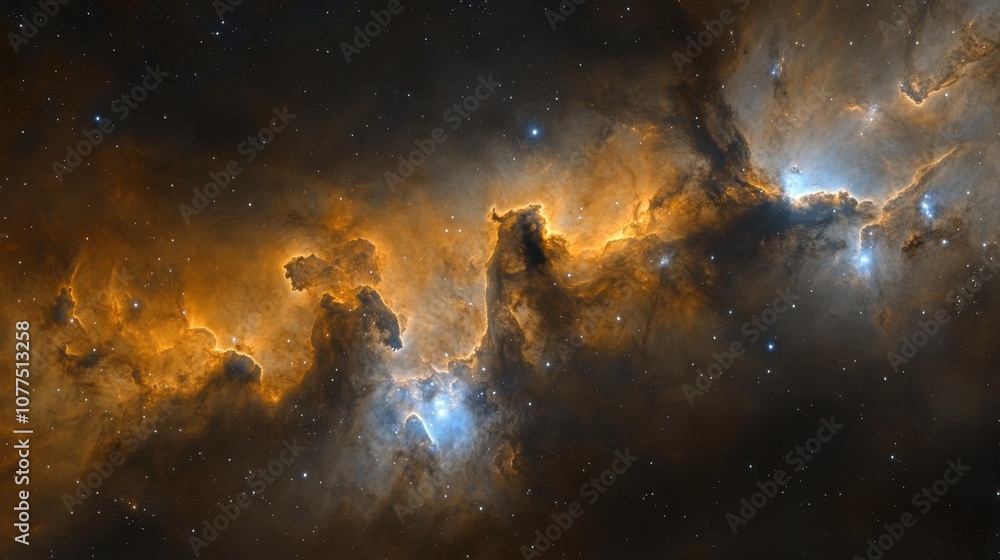 Obraz premium Nebula and Galaxies in Space with an Abstract Cosmic Background