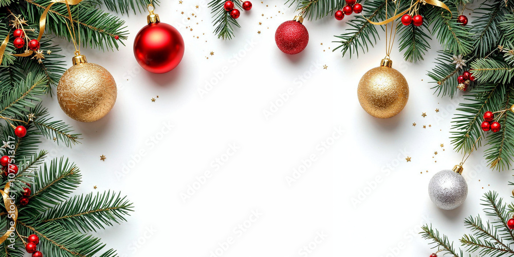 Concept photo of Happy New Year 2025 with Top View of Christmas Ornaments on White Background, Space for Text Concept photo of Happy New Year 2025 with Top View of Christmas Ornaments on White Background, Space for Text