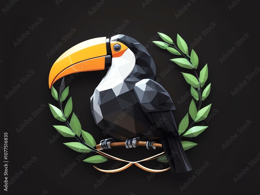 Naklejka premium Toucan in a Laurel Wreath