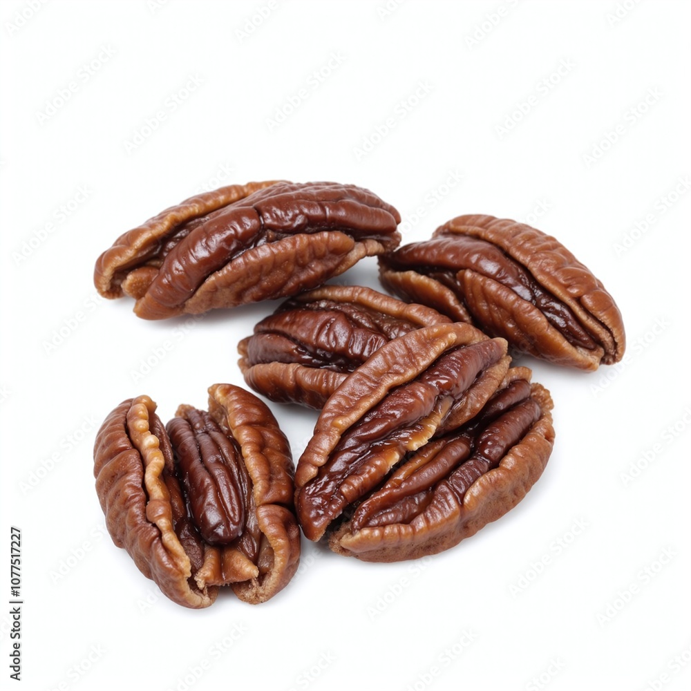 Delicious Candied Pecans on a Crisp White Background Delicious Candied Pecans on a Crisp White Background