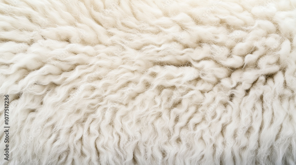 Close-up texture of curly white wool fibers showcasing soft and fluffy surface pattern. Close-up texture of curly white wool fibers showcasing soft and fluffy surface pattern.