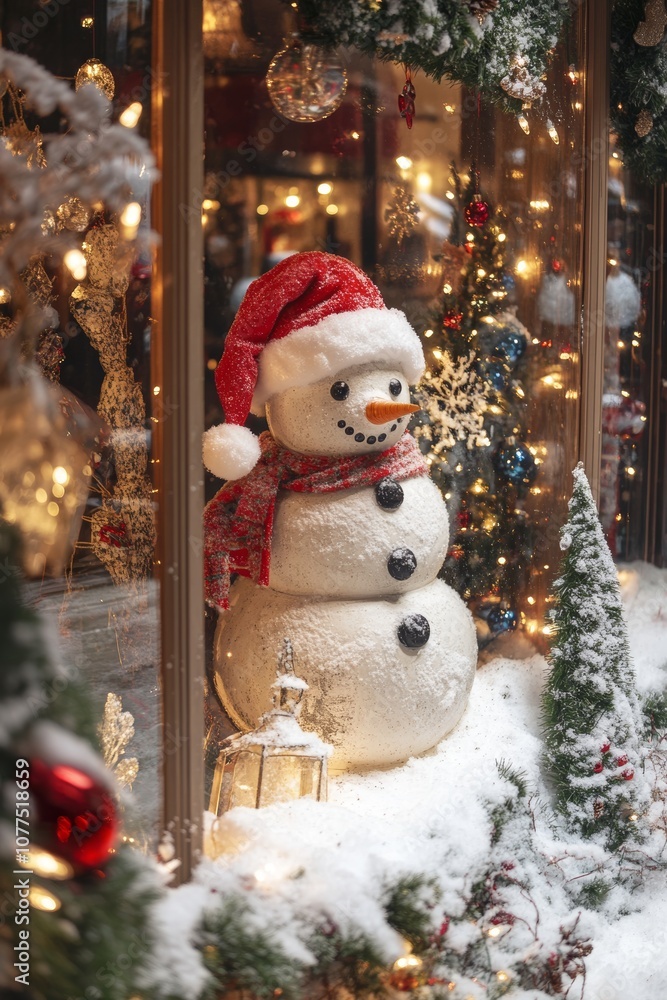 A cheerful snowman with a carrot nose and scarf stands in a snowy landscape, surrounded by a winter wonderland. A cheerful snowman with a carrot nose and scarf stands in a snowy landscape, surrounded by a winter wonderland.