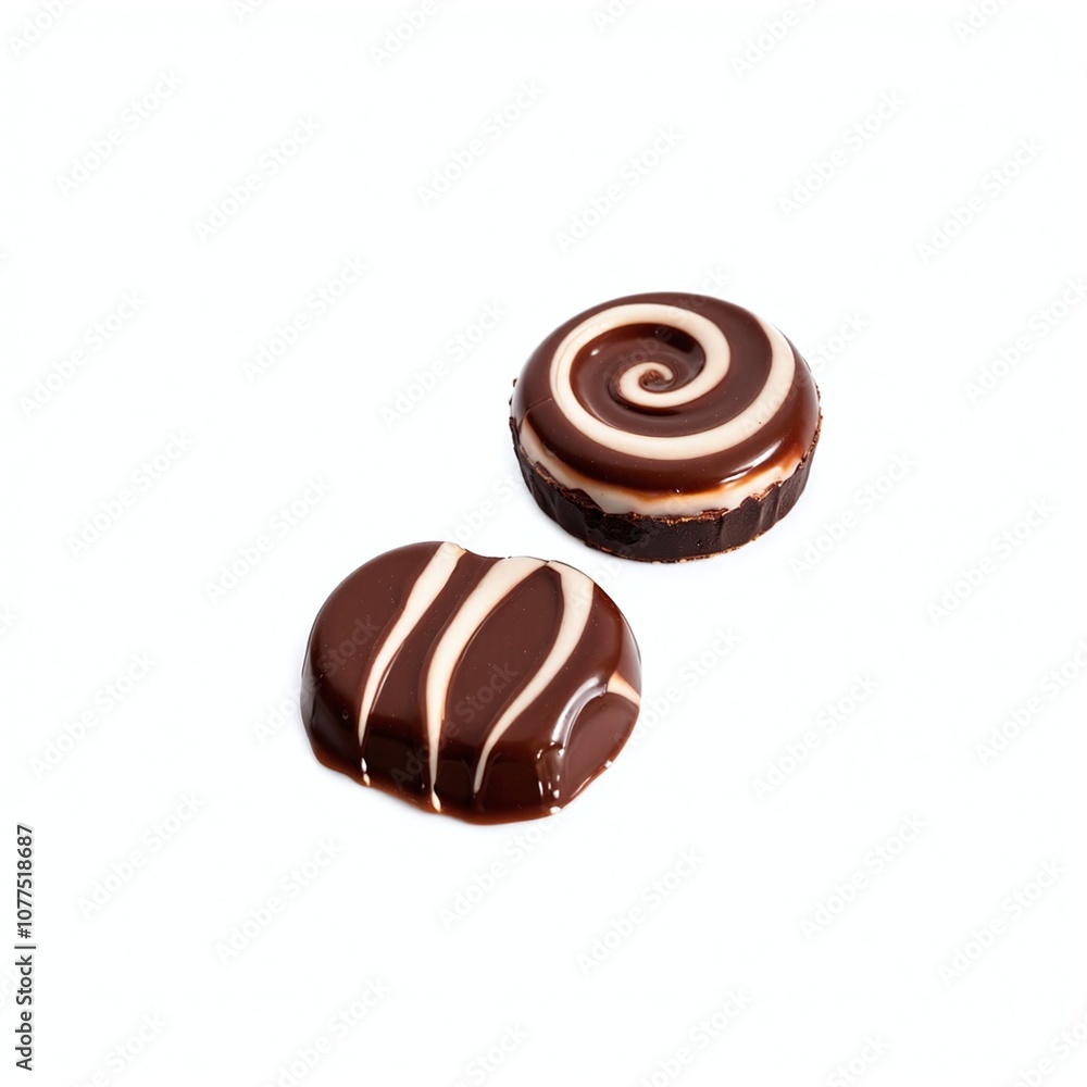 Luxurious Molten Chocolate with Swirling Patterns and Glossy Finish on White Background for Exquisite Desserts Luxurious Molten Chocolate with Swirling Patterns and Glossy Finish on White Background for Exquisite Desserts
