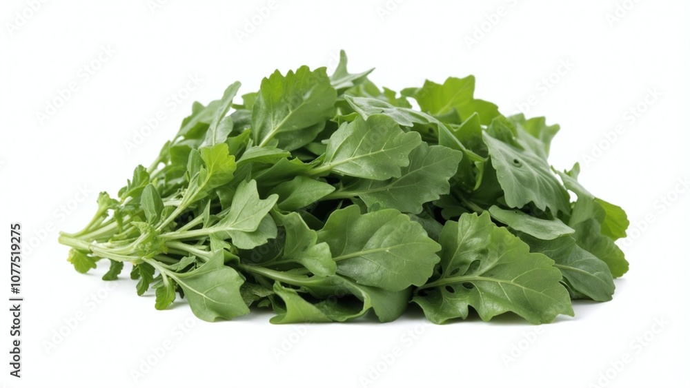 Fresh Peppery Arugula Leaves Isolated on White Background Fresh Peppery Arugula Leaves Isolated on White Background