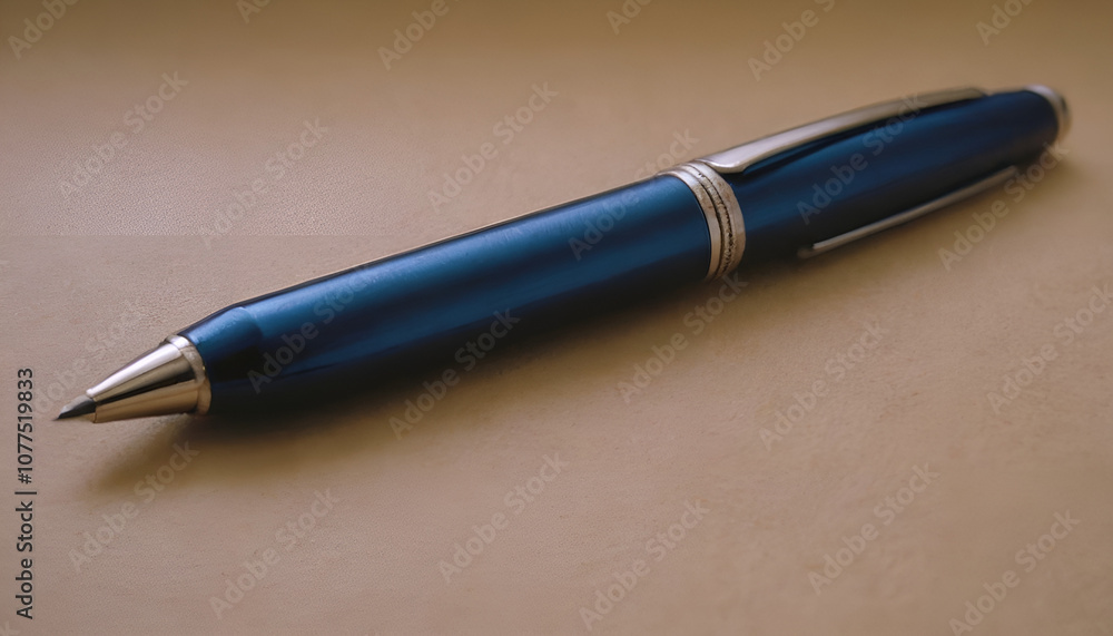 dark blue pen on a light brown background dark blue pen on a light brown background