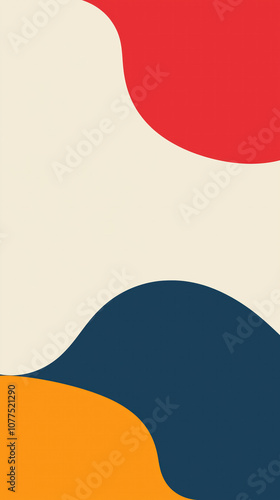Vertical abstract with bold, curving shapes