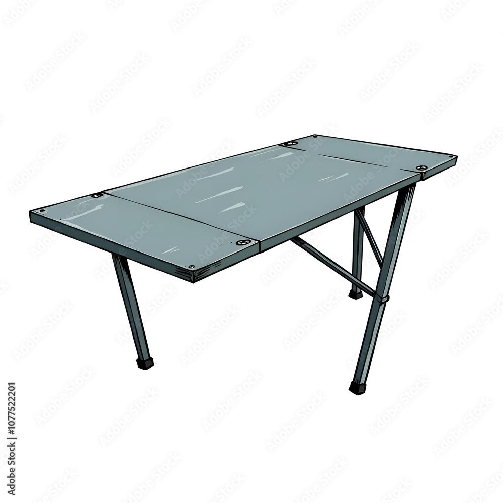 Modern glass top folding table with metal legs for versatile indoor and outdoor use, digital illustration of furniture design concept. Modern glass top folding table with metal legs for versatile indoor and outdoor use, digital illustration of furniture design concept.