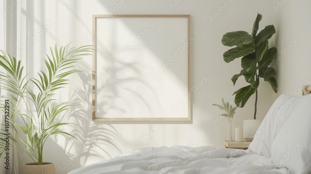 Minimalist Bedroom Interior Design with Blank Canvas Minimalist Bedroom Interior Design with Blank Canvas