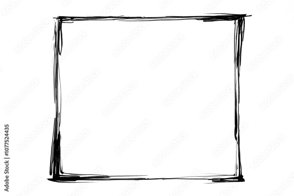 Simple graphic frame hand drawn with black crayon, marker or a paint brush, isolated on white Simple graphic frame hand drawn with black crayon, marker or a paint brush, isolated on white