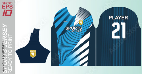 Seamless jersey pattern ready for sublimation printing, ideal for sportswear and athletic apparel. This high-resolution, vector-based design features a dynamic, modern look with bold lines, geometric 