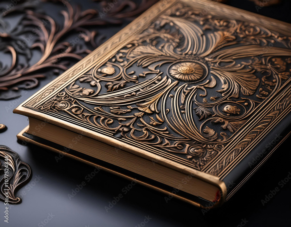Close-Up of a Stylish Book Cover with Intricate Design Close-Up of a Stylish Book Cover with Intricate Design