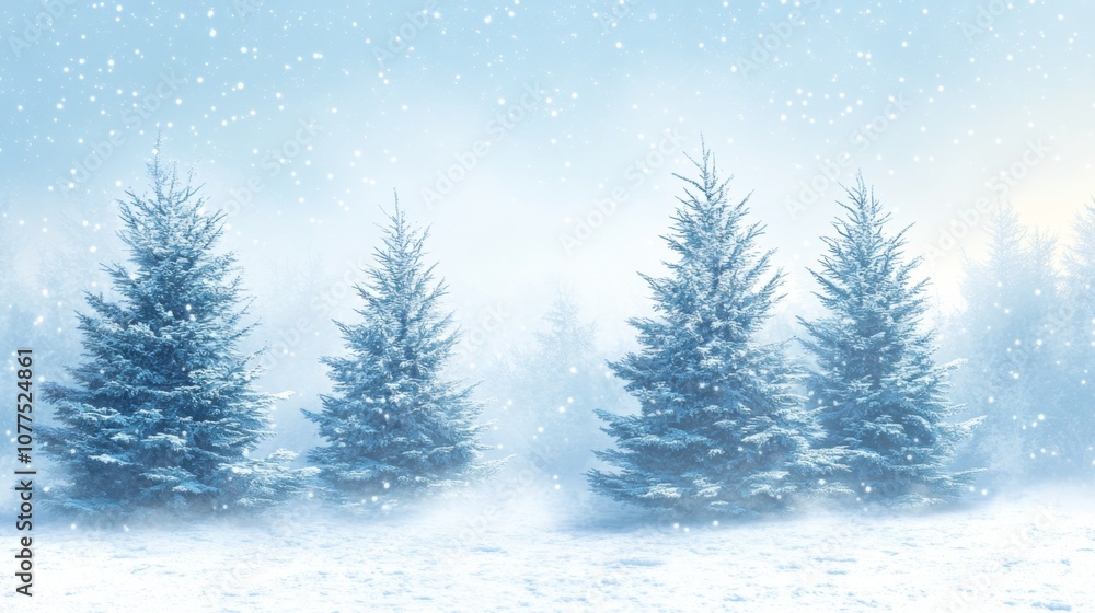 Snow-Covered Pine Trees in a Winter Wonderland Snow-Covered Pine Trees in a Winter Wonderland