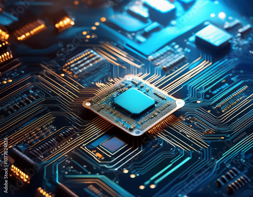 Wallpaper Mural Close-Up of AI Technology Components Like Circuit Boards and Chips Torontodigital.ca