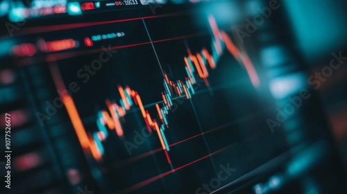 Close-up view of a stock market chart displaying fluctuations in a trading session